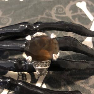 Judith Ripka Sterling Silver Smokey Quartz Ring.